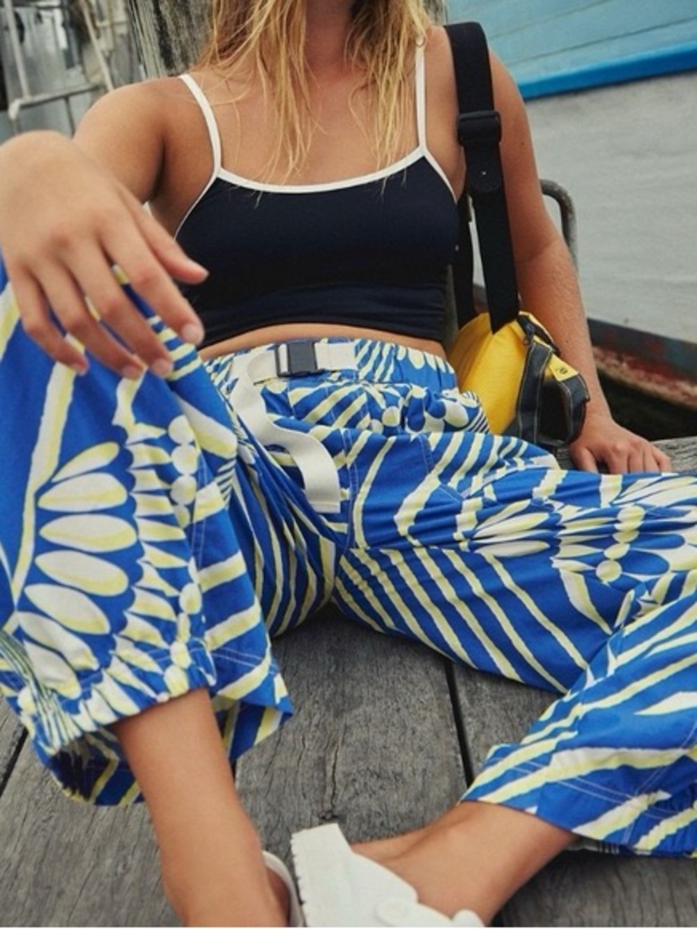 NWOT Free People Movement Blue Wave Combo Cropped Pants Size Small